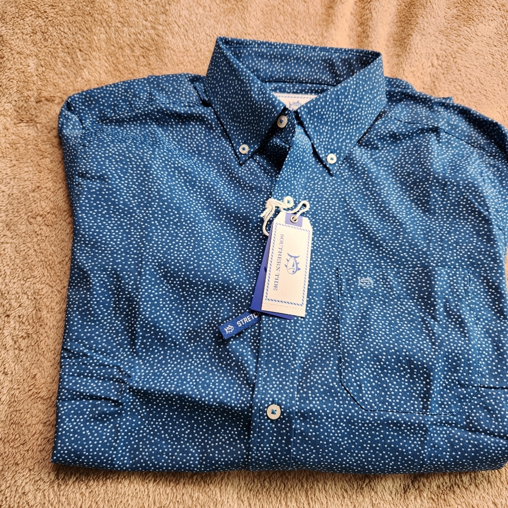 Southern Tide NWT LS Dark Blue Intercoastal Performance Logo Shirt